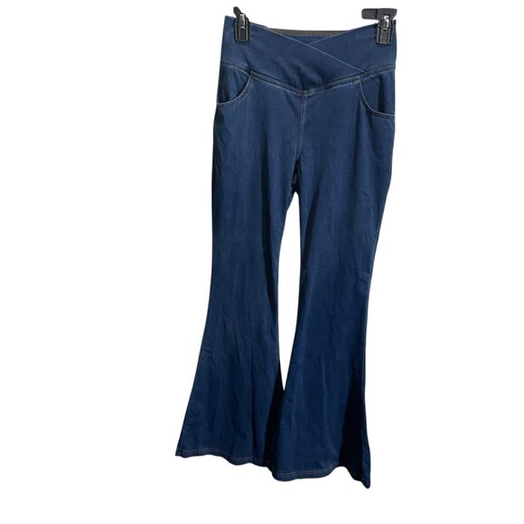 Halara Flex Denim Flare Pants Size S Blue Stretch Comfortable Lightweight - Picture 1 of 5